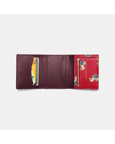 COACH Small Trifold Wallet In Glovetanned Leather With Ducks 